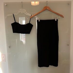 Reformation Rib Set Black Skirt and Top